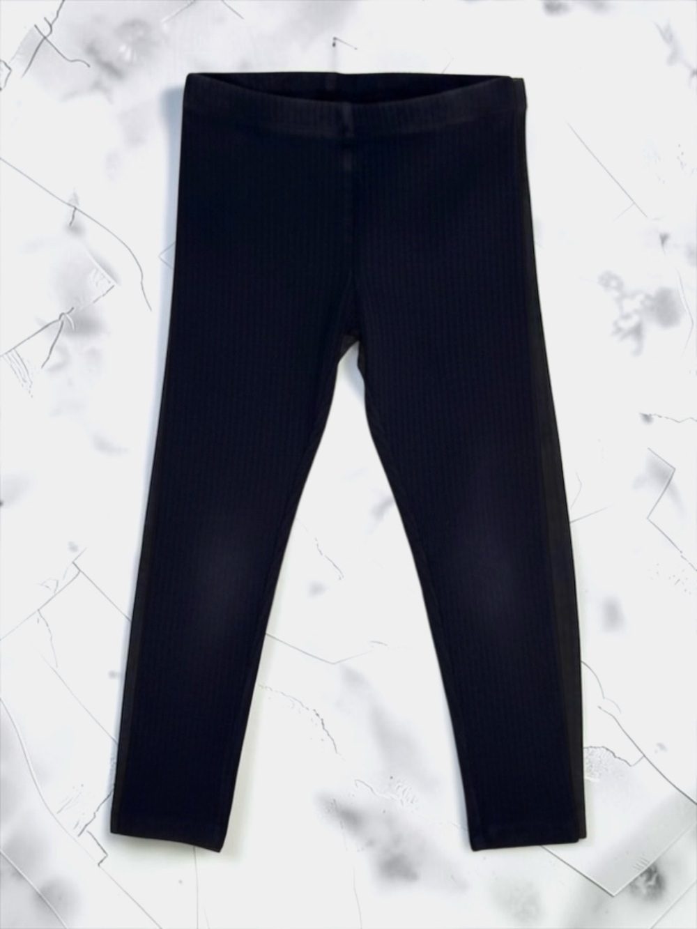 Tea Collection Girls Black Ribbed High‑Stretch Leggings • Size 5 • EUC